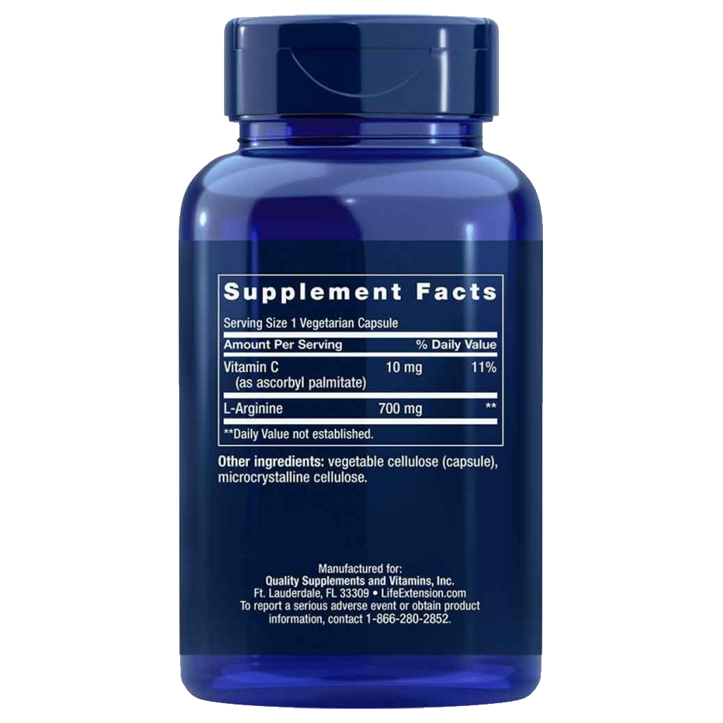 Life Extension L-Arginine Caps 700 mg (plus Vitamin C ) / 200 Capsules Life Extension L-Arginine Caps 700 mg (plus Vitamin C ) / 200 Capsules
