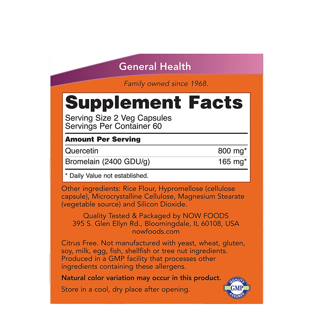 NOW Foods - Quercetin with Bromelain / 120 Capsules