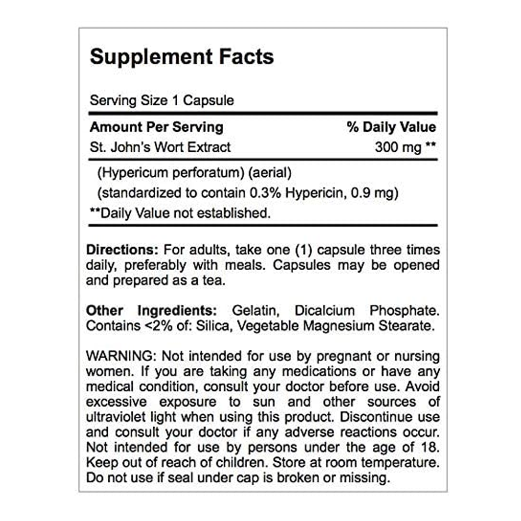 Puritan's Pride St. John's Wort Standardized Extract 300 mg 200 Capsules Puritan's Pride St. John's Wort Standardized Extract 300 mg 200 Capsules