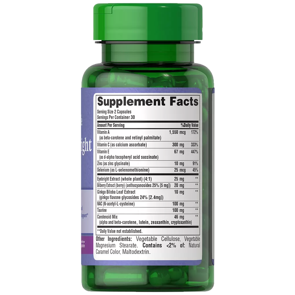 Puritan's Pride Bilberry Eyebright Complex with Zinc / 60 Capsules