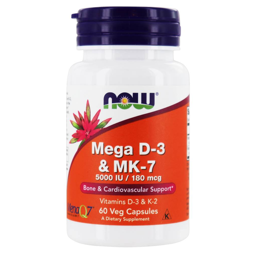 Now Foods Mega D-3 & MK-7 Bone & Cardiovascular Support / 60 Veg Capsules