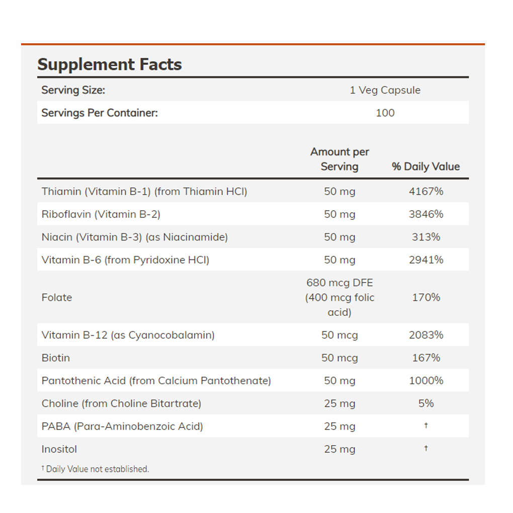 NOW Foods B-50 Nervous System Health / 250 Vegetable Capsules