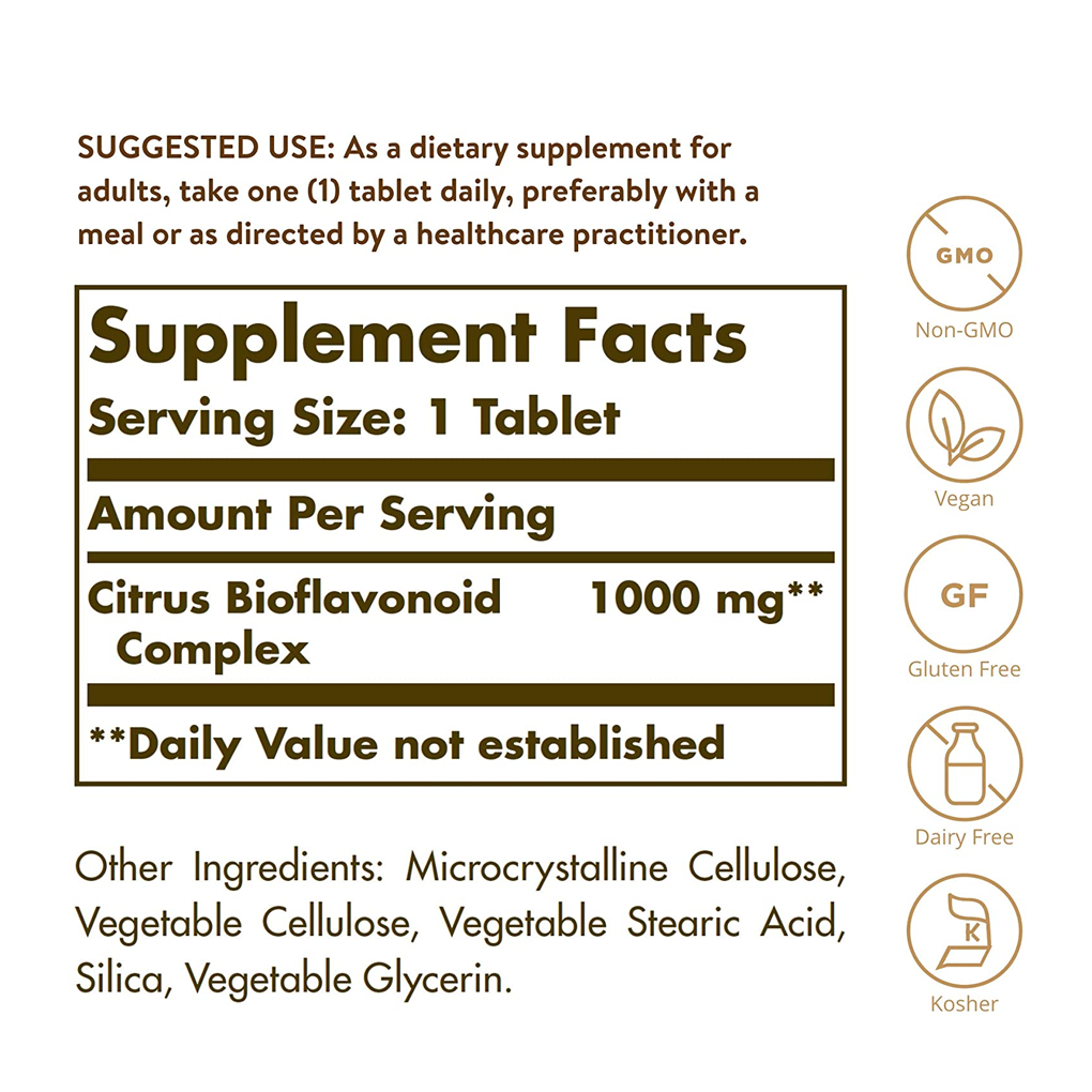 SOLGAR CITRUS BIOFLAVONOID COMPLEX 1000 MG / 250 TABLETS SOLGAR CITRUS BIOFLAVONOID COMPLEX 1000 MG / 250 TABLETS