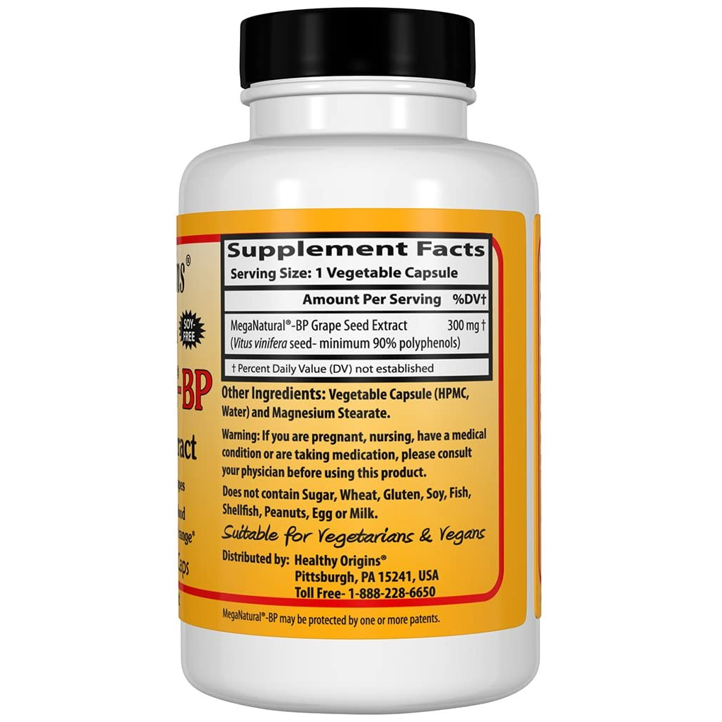 Healthy Origins MegaNatural-BP Grape Seed Extract 300 mg / 60 Veggie Caps Healthy Origins MegaNatural-BP Grape Seed Extract 300 mg / 60 Veggie Caps