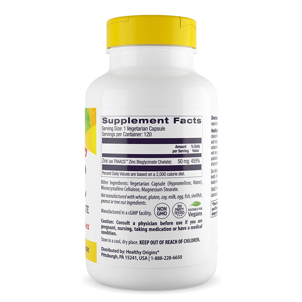 Healthy Origins Zinc Bisglycinate Chelate 50 mg / 120 Veggie Caps Healthy Origins Zinc Bisglycinate Chelate 50 mg / 120 Veggie Caps