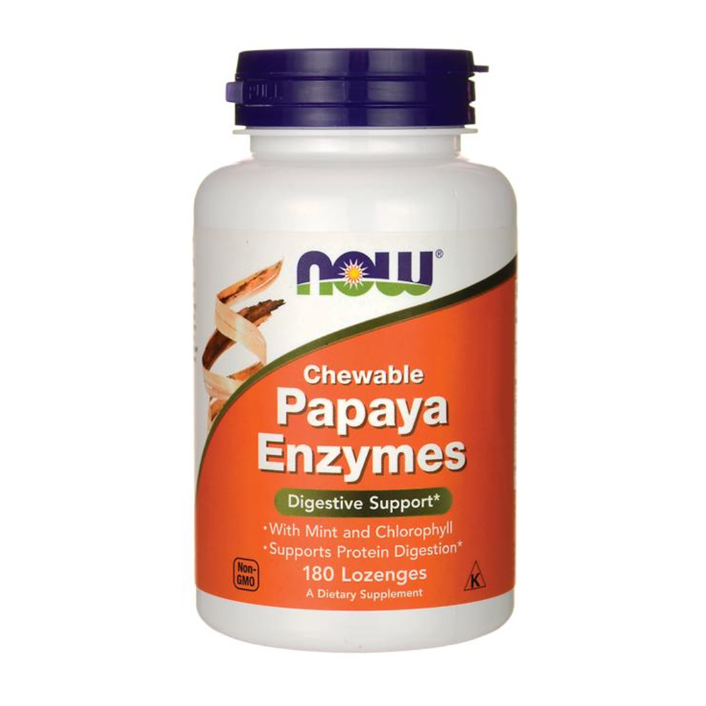 NOW Foods Chewable Papaya Enzymes complex / 180 Lozenges