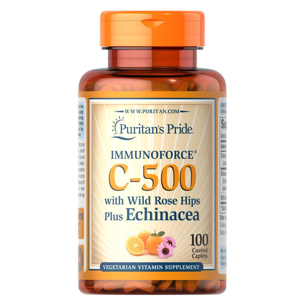 Puritan's Pride Vitamin C-500 with Rose Hips & Echinacea 500 mg. / 100 Caplets Puritan's Pride Vitamin C-500 with Rose Hips & Echinacea 500 mg. / 100 Caplets