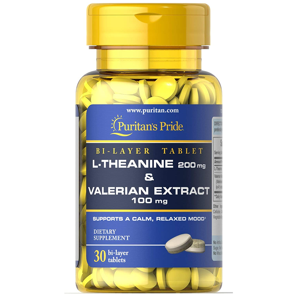 Puritan's Pride L-Theanine 200 mg & Valerian Extract 100 mg / 30 Tablets Puritan's Pride L-Theanine 200 mg & Valerian Extract 100 mg / 30 Tablets
