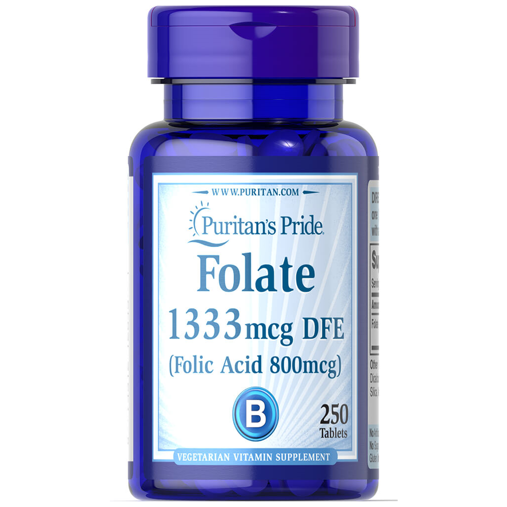 Puritan's Pride  Folate 1333 mcg   DFE   ( Folic Acid 800 mcg) / 250 Tablets