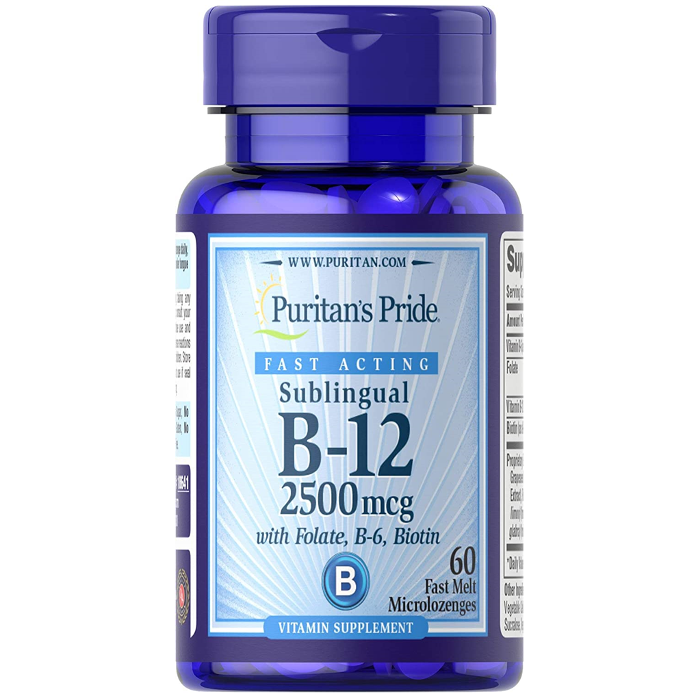 Puritan's Pride  Vitamin B-12   2500 mcg Sublingual with Folic Acid, Vitamin B-6 and Biotin / 60 Microlozenges