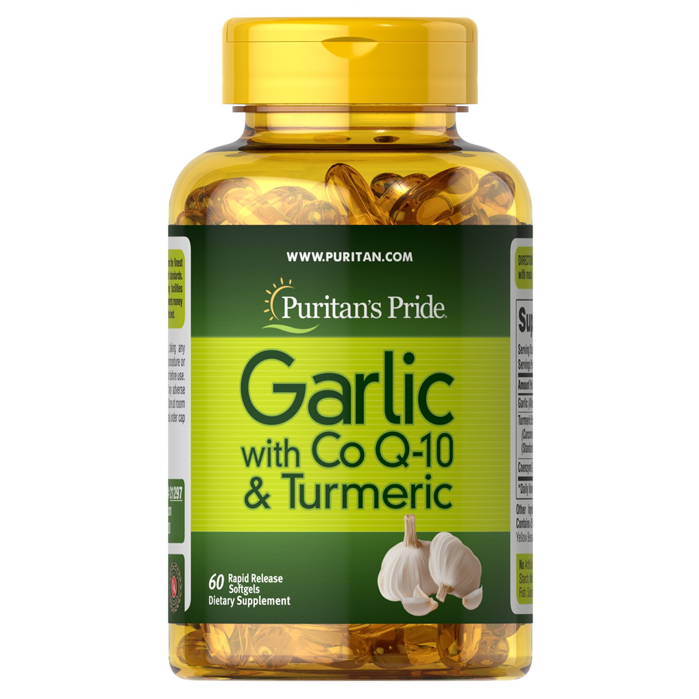Puritan's Pride Garlic with Co Q-10 & Turmeric / 60 Softgels Puritan's Pride Garlic with Co Q-10 & Turmeric / 60 Softgels