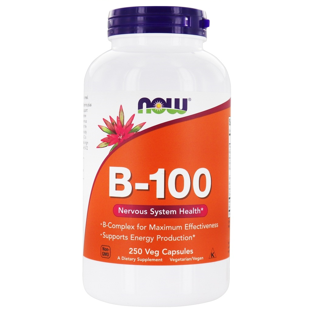 NOW Foods Vitamin B100 High Potency B Complex - 250 Vegetable Capsule