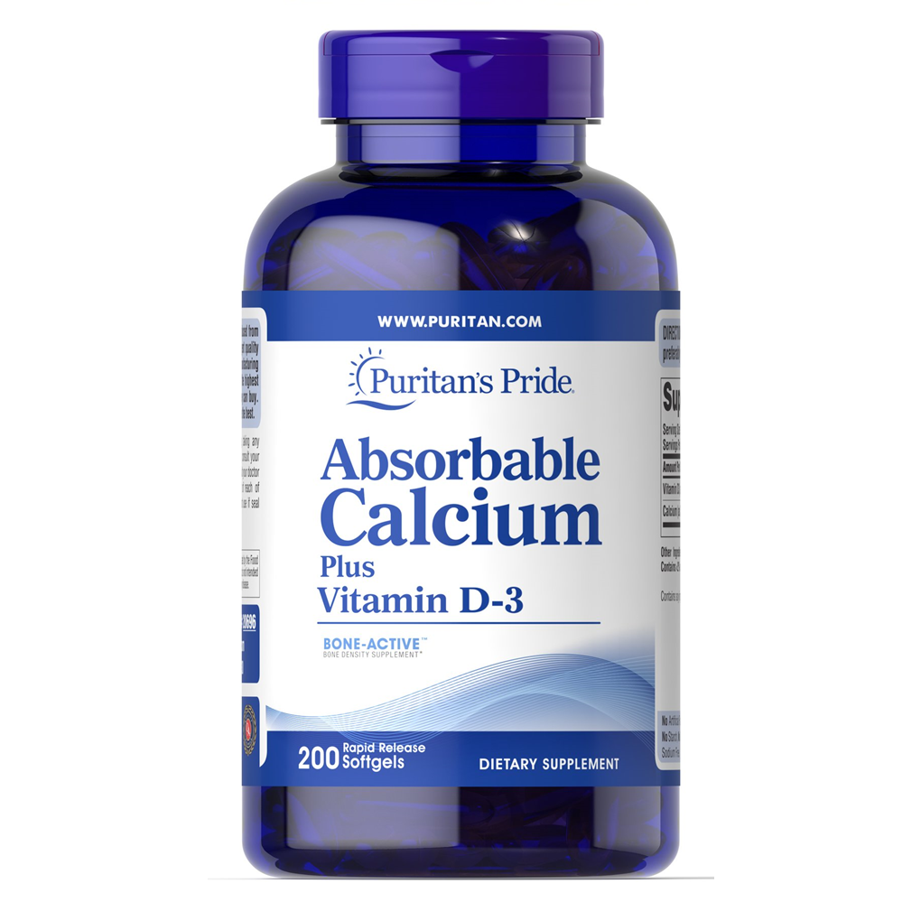 Puritan's Pride  Absorbable Calcium Plus Vitamin D-3   1300 mg/25 mcg / 200 Softgels