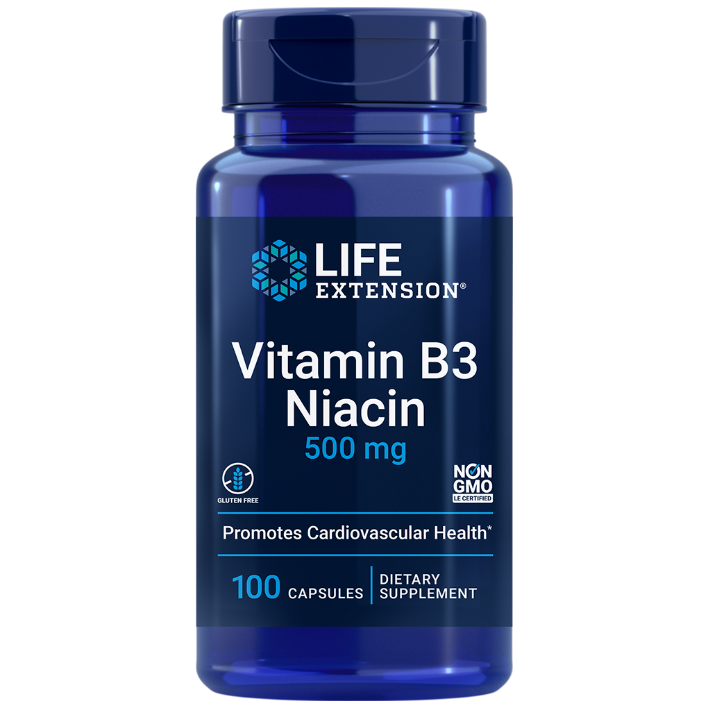 Life Extension  Vitamin B3 Niacin 500 mg / 100 Capsules