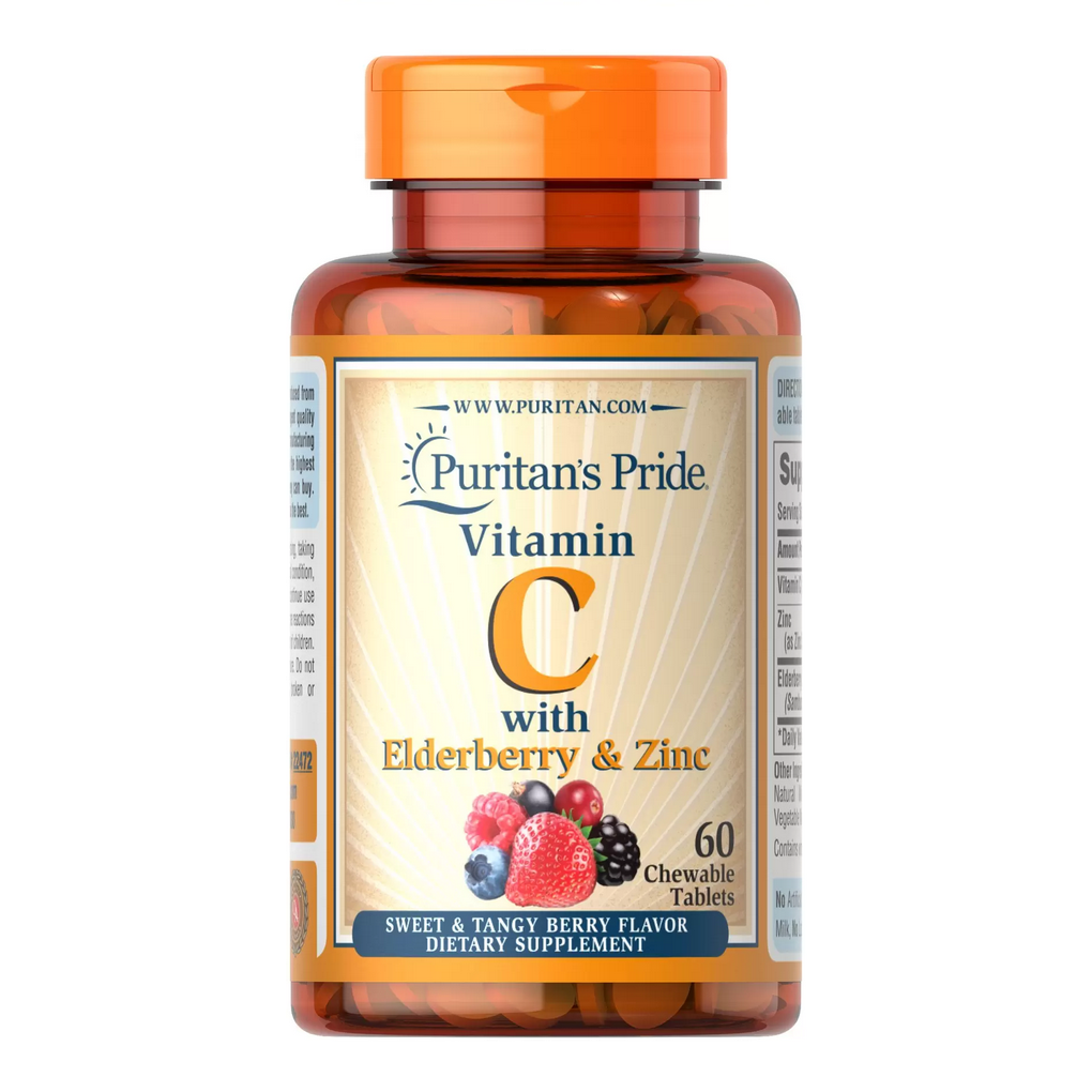 Puritan's Pride  Vitamin C with Elderberry & Zinc / 60 Chewables