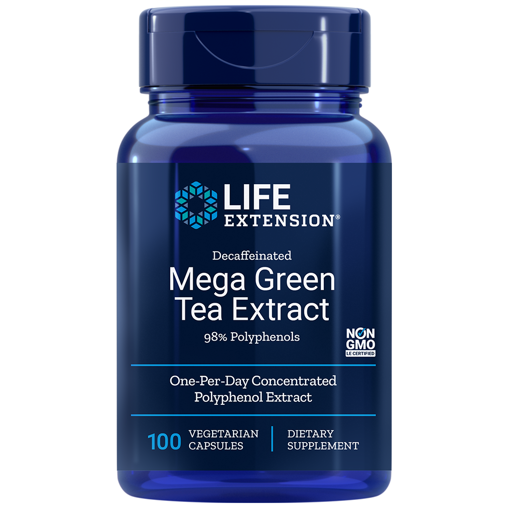 Life Extension Decaffeinated Mega Green Tea Extract (98% Polyphenols) / 100 Vegetarian Capsules Life Extension Decaffeinated Mega Green Tea Extract (98% Polyphenols) / 100 Vegetarian Capsules