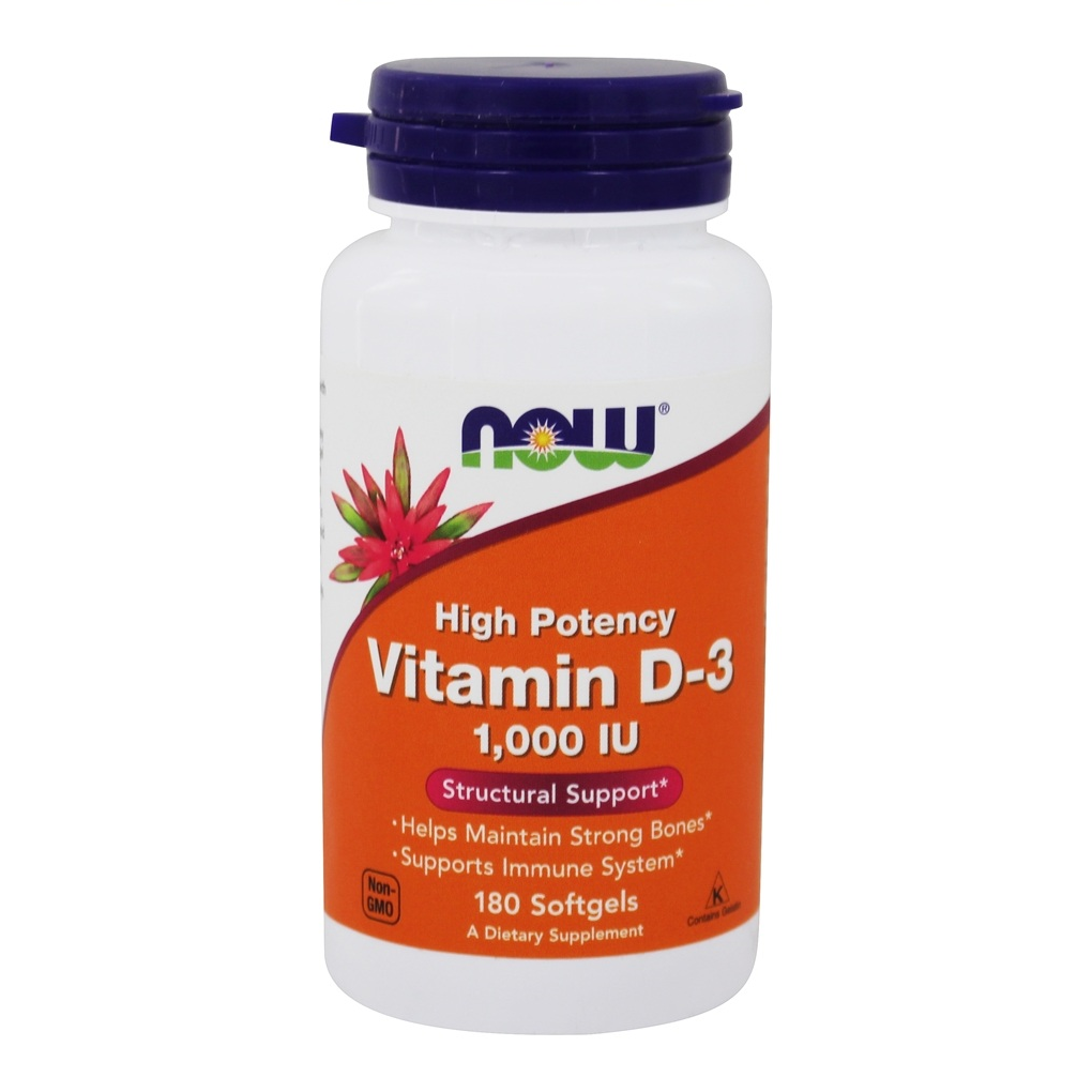 NOW Foods Vitamin D3 High Potency 1000 IU / 180 Softgels