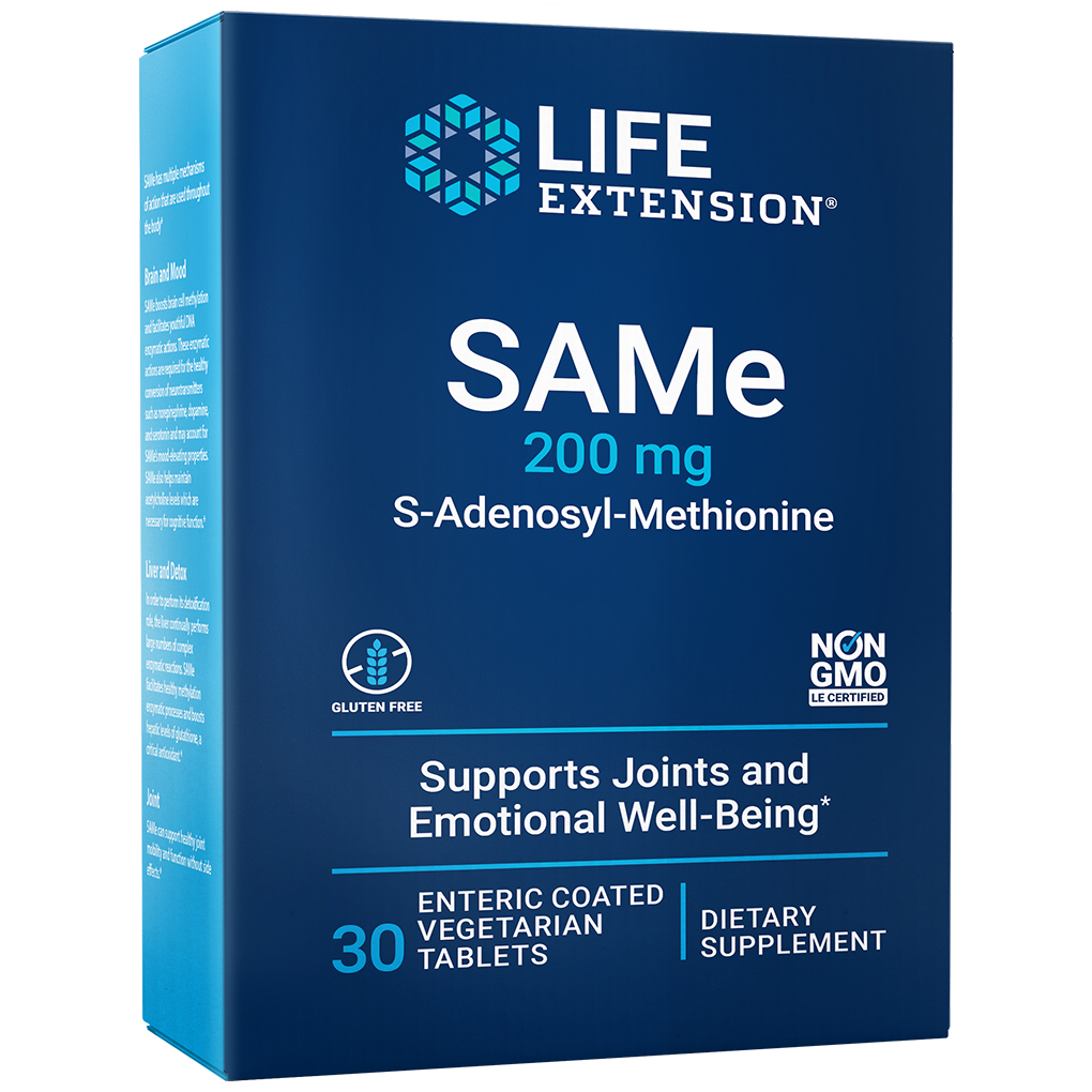 Life Extension SAMe S-Adenosyl-Methionine 200 mg / 30 Enteric-Coated Vegetarian Tablet