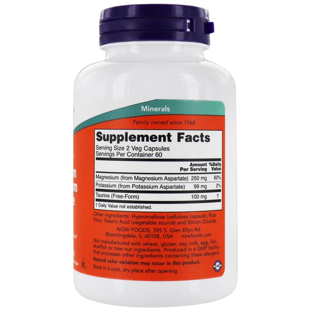 NOW Foods  Magnesium/Potassium Aspartate With Taurine / 120 Vegetable Capsule