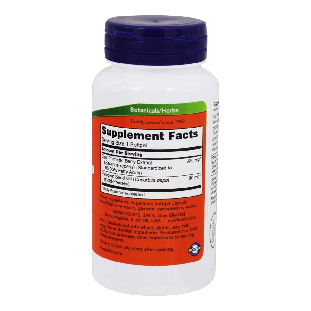 NOW Foods  Saw Palmetto Extract 320 mg. / 90 Vegetarian Softgels  (with Organic Pumpkin Seed Oil)