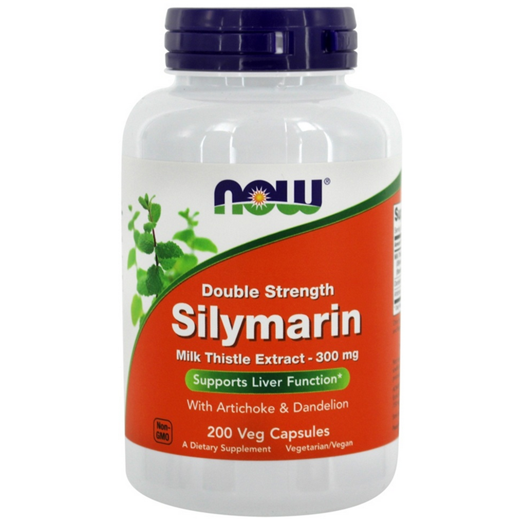 NOW Foods  Silymarin Milk Thistle Extract 300 mg. / 200 Vegetable Capsules (with Dandelion Root + Artichok)