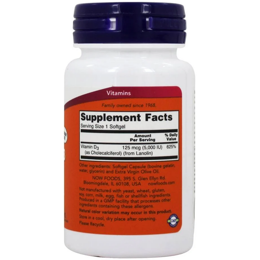 NOW Foods Vitamin D3 Highest Potency 5000 IU / 240 Softgels