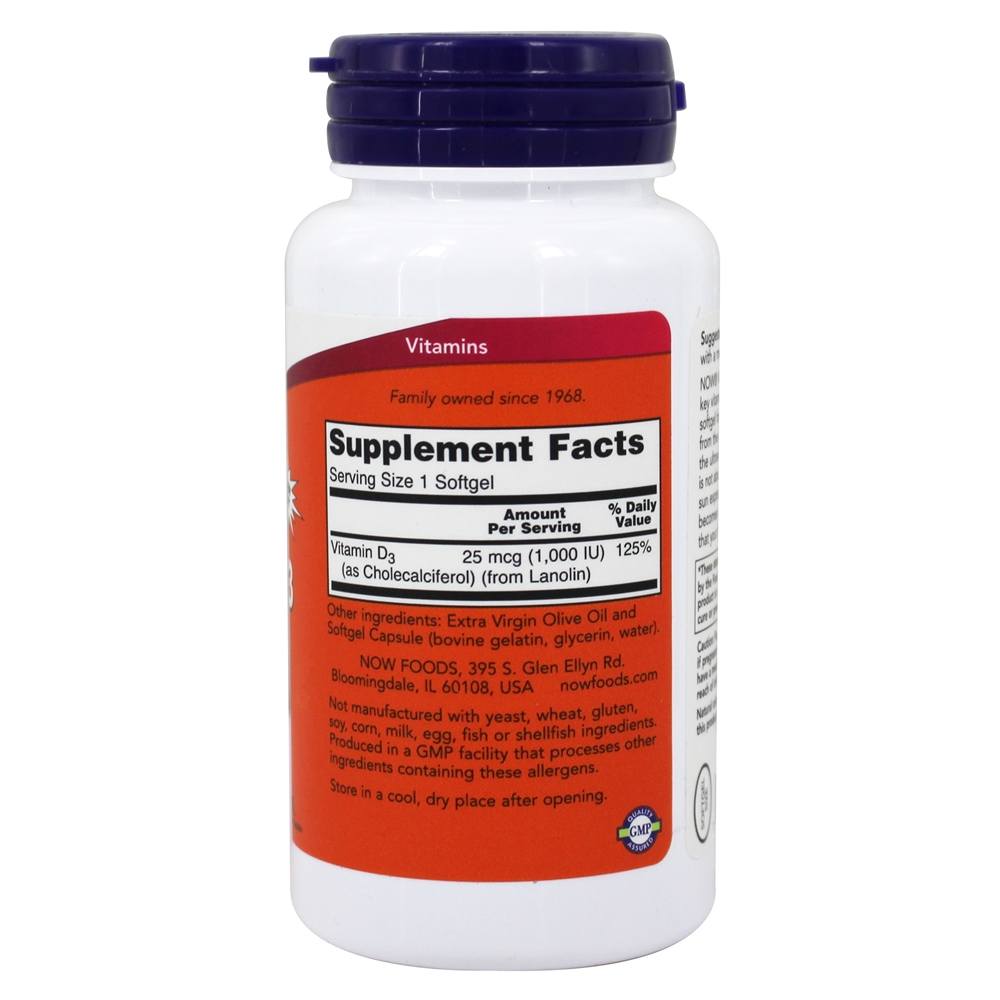NOW Foods Vitamin D3 High Potency 1000 IU / 360 Softgels NOW Foods Vitamin D3 High Potency 1000 IU / 360 Softgels