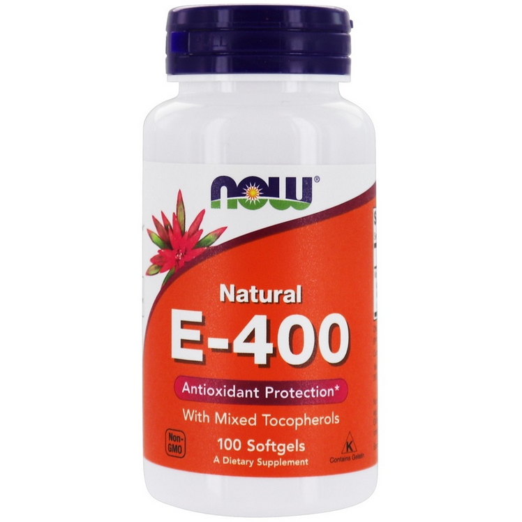 NOW Foods Vitamin E-400 Antioxidant Protection with Mixed Tocopherols 400 IU / 100 Softgels NOW Foods Vitamin E-400 Antioxidant Protection with Mixed Tocopherols 400 IU / 100 Softgels