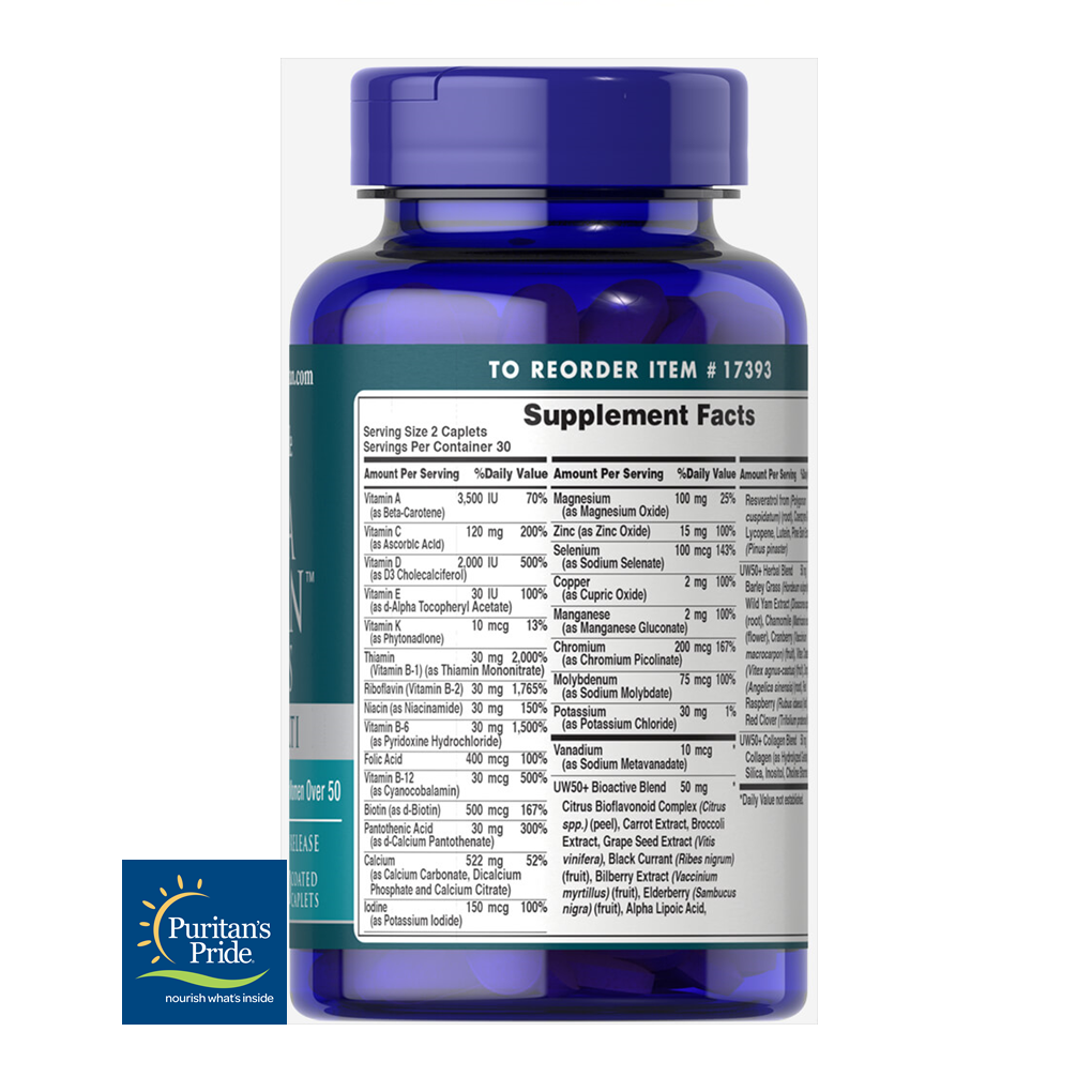 Puritan's Pride Ultra Woman™ 50 Plus Multi-Vitamin / 60 Coated Caplets Puritan's Pride Ultra Woman™ 50 Plus Multi-Vitamin / 60 Coated Caplets