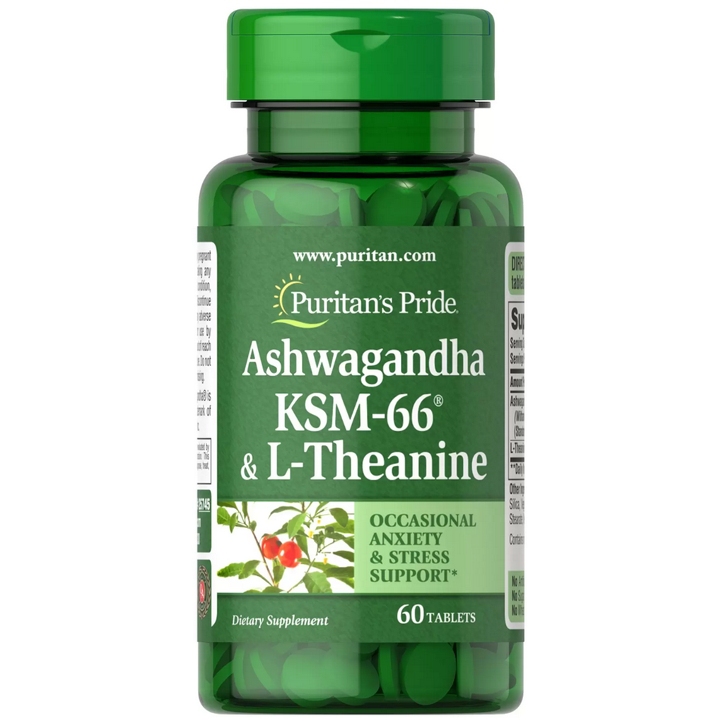 Puritan's Pride  Ashwagandha KSM-66® & L-Theanine / 60 Tablets