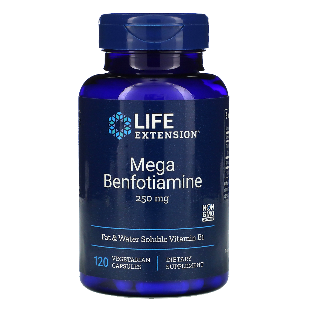 Life Extension Mega Benfotiamine (Fat-soluble Vitamin B1) 250 mg / 120 Vegetarian Capsules