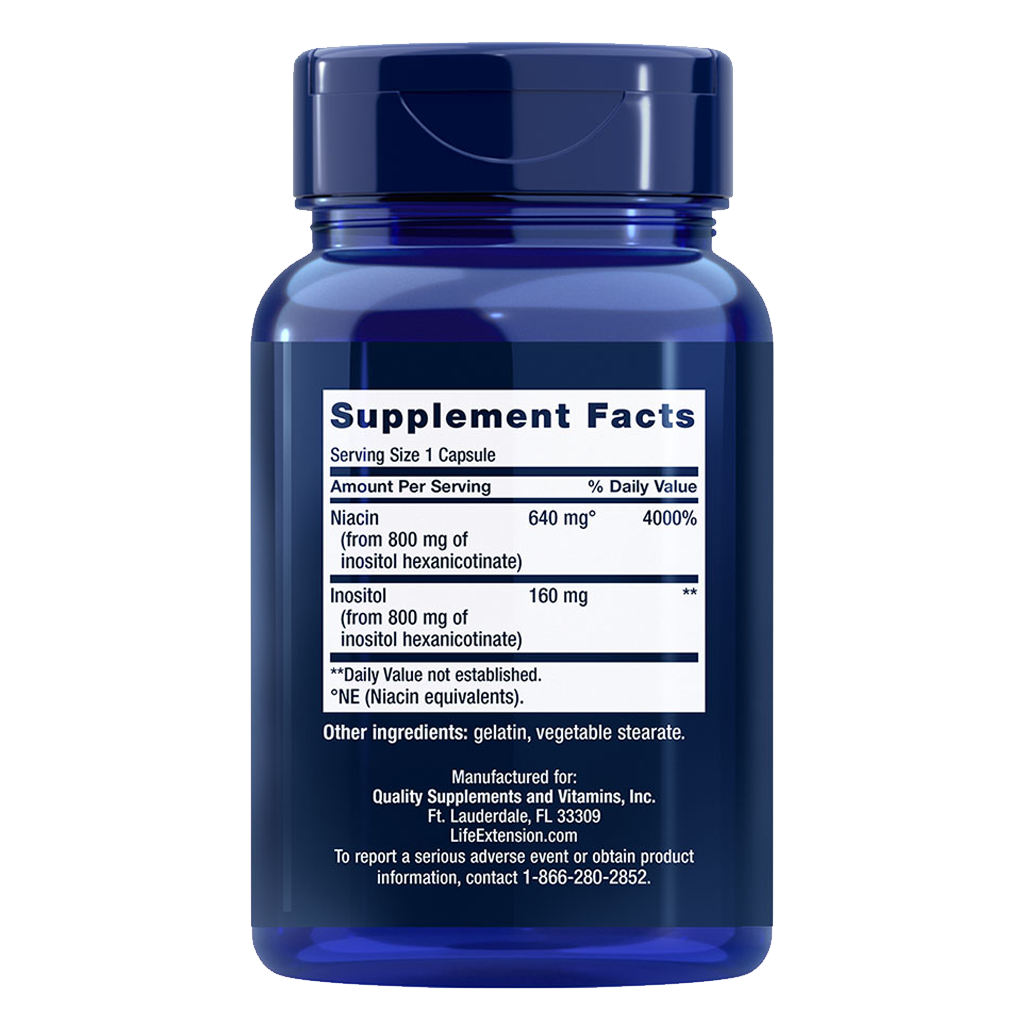 Life Extension No Flush Niacin Inositol Hexanicotinate 800 mg / 100 Capsules Life Extension No Flush Niacin Inositol Hexanicotinate 800 mg / 100 Capsules