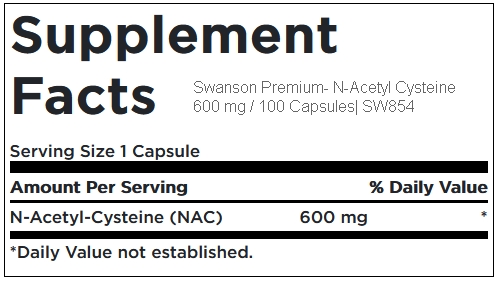 Swanson Premium NAC N-Acetyl Cysteine 600 mg / 100 Caps