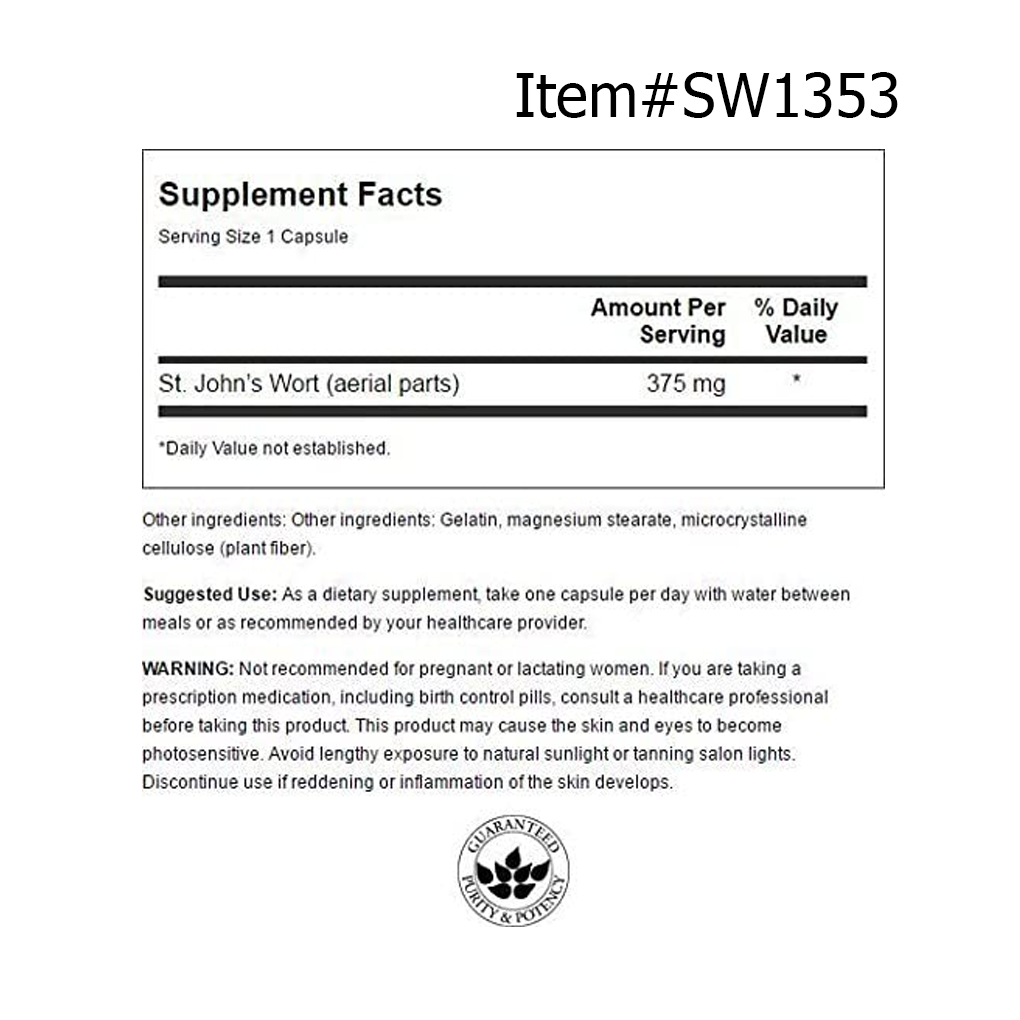 Swanson Premium Full Spectrum St. John's Wort 375 mg / 120 Caps Swanson Premium Full Spectrum St. John's Wort 375 mg / 120 Caps
