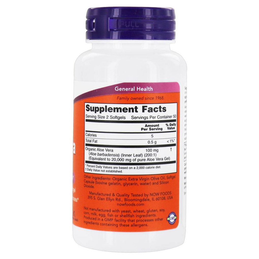 Now Foods Aloe Vera Gels 10,000 mg Equivalency / 100 Softgels Now Foods Aloe Vera Gels 10,000 mg Equivalency / 100 Softgels