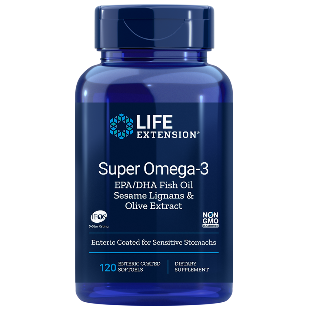 Life Extension  Super Omega-3 EPA/DHA Fish Oil, Sesame Lignans & Olive Extract / 120 Enteric-Coated Softgels