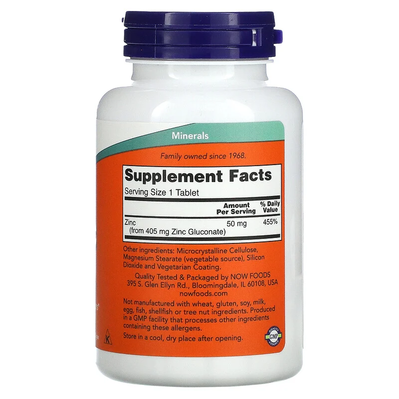 Now Foods Zinc Gluconate 50 mg / 250 Tablets Now Foods Zinc Gluconate 50 mg / 250 Tablets