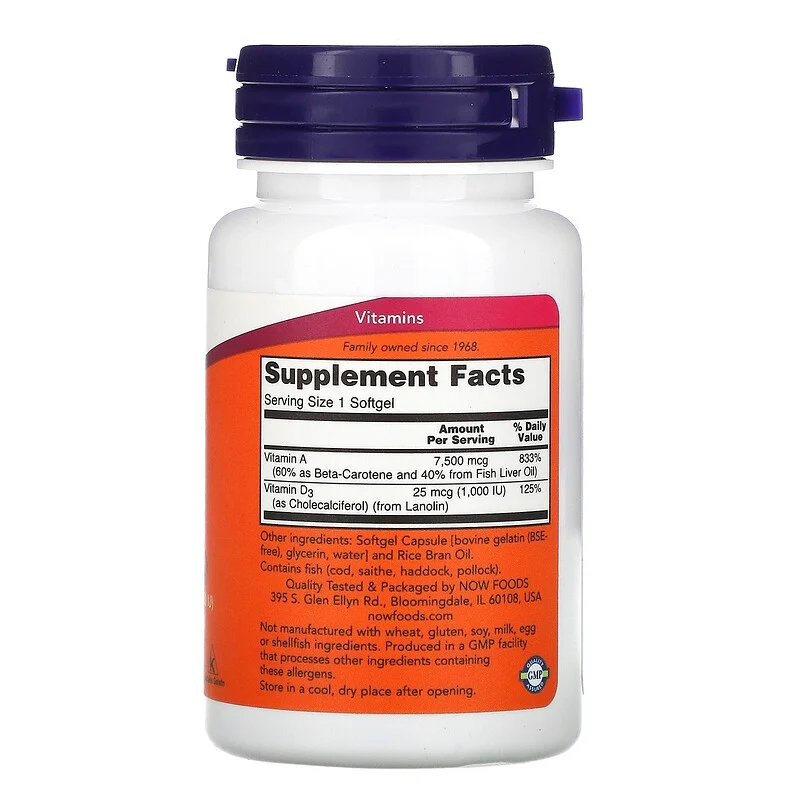 Nowfoods Ultra A & D-3 (25,000/1,000 IU) 100 Softgels Nowfoods Ultra A & D-3 (25,000/1,000 IU) 100 Softgels