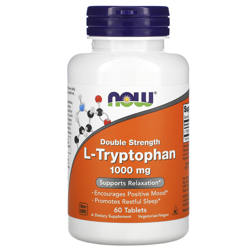Now Foods L-Tryptophan, Double Strength, 1,000 mg / 60 Tablets Now Foods L-Tryptophan, Double Strength, 1,000 mg / 60 Tablets
