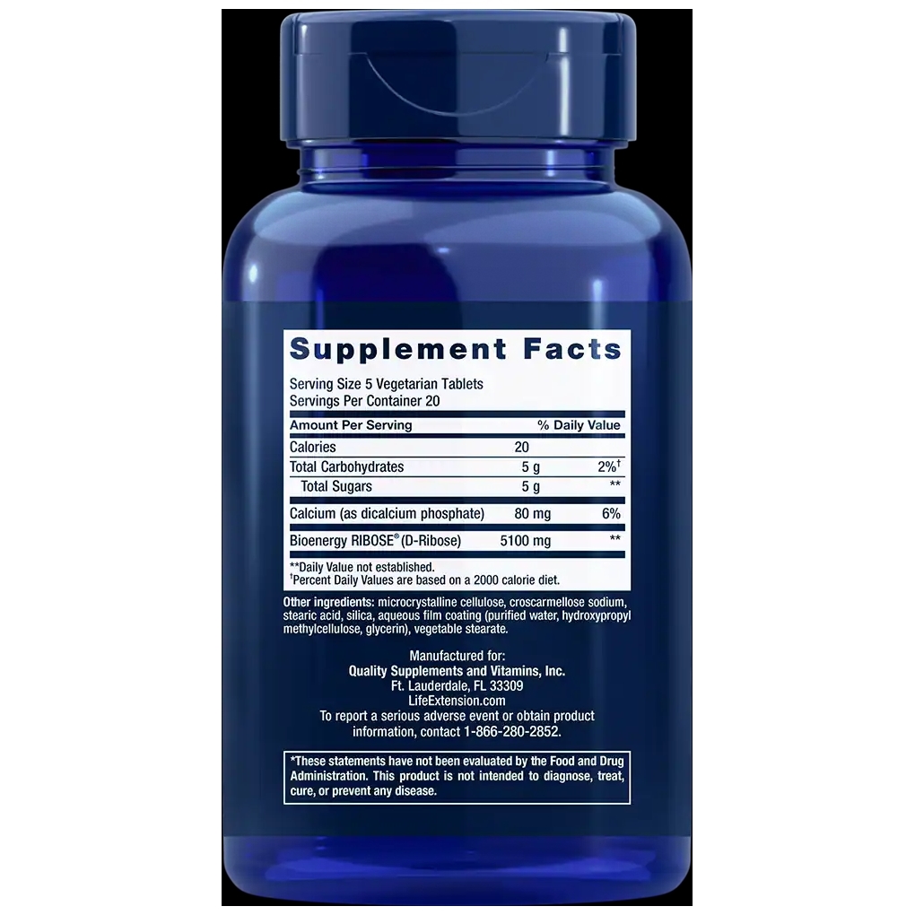 Life Extension D-Ribose Tablets /100 Vegetarian Tablets Life Extension D-Ribose Tablets /100 Vegetarian Tablets