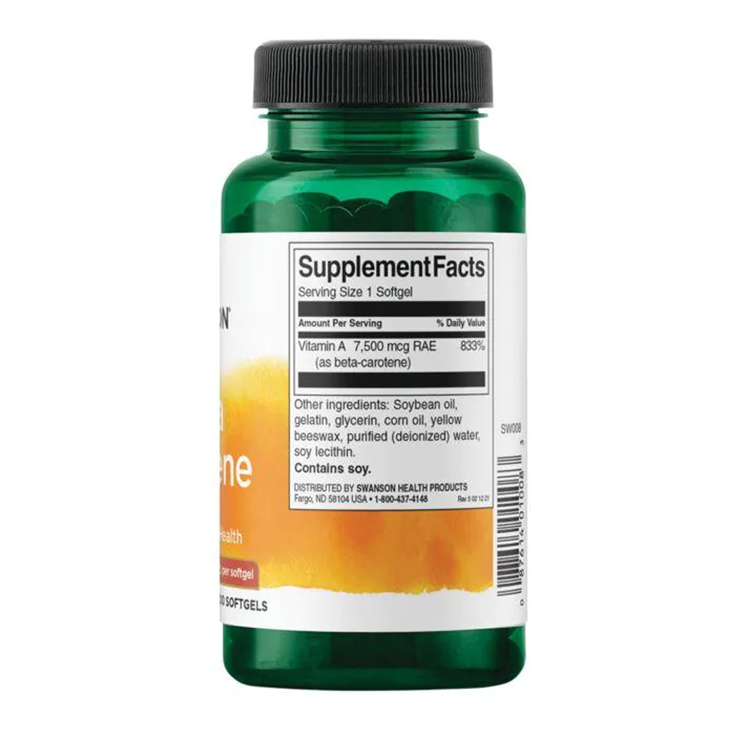 Swanson Premium Beta-Carotene (Vitamin A) 25,000 IU / 300 Sgels Swanson Premium Beta-Carotene (Vitamin A) 25,000 IU / 300 Sgels