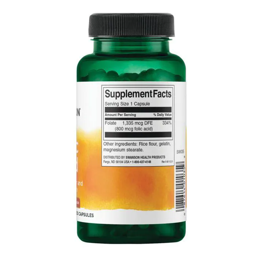 Swanson Premium Folic Acid 800 mcg / 250 Caps