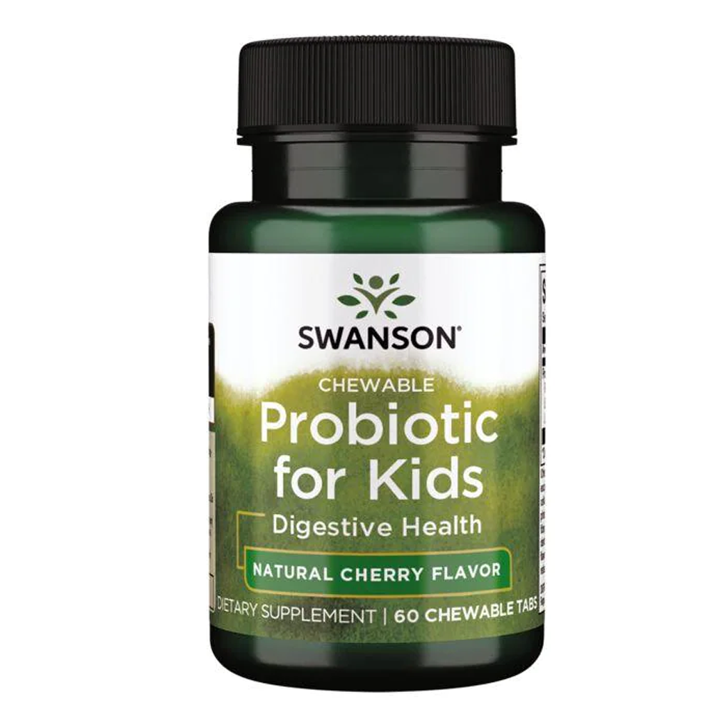 Swanson Probiotic for Kids - Natural Cherry Flavored 3 Billion CFU / 60 Chwbls