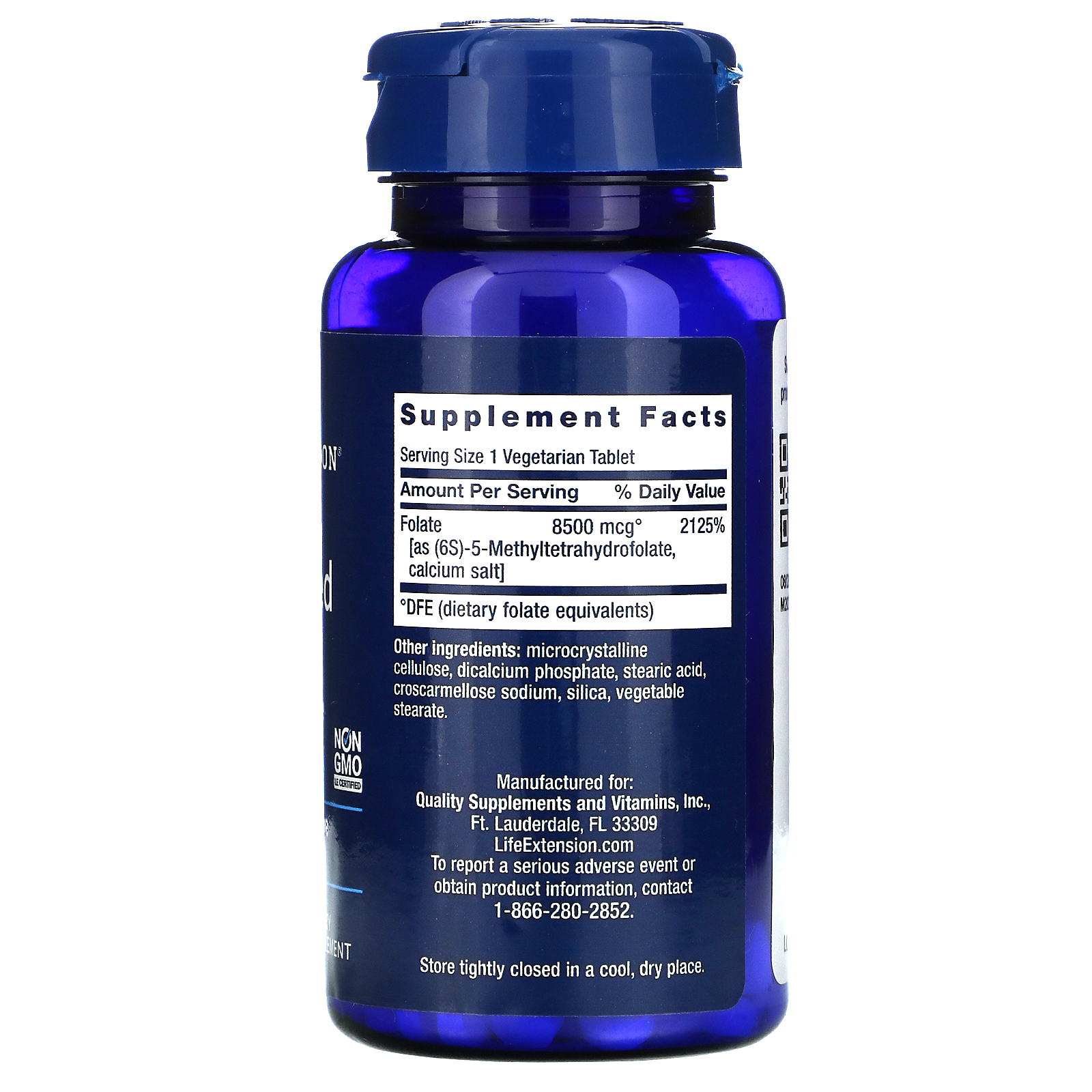 Life Extension High Potency Optimized Folate L-Methyl folate 8500 mcg DFE / 30 Vegetarian Tablets Life Extension High Potency Optimized Folate L-Methyl folate 8500 mcg DFE / 30 Vegetarian Tablets