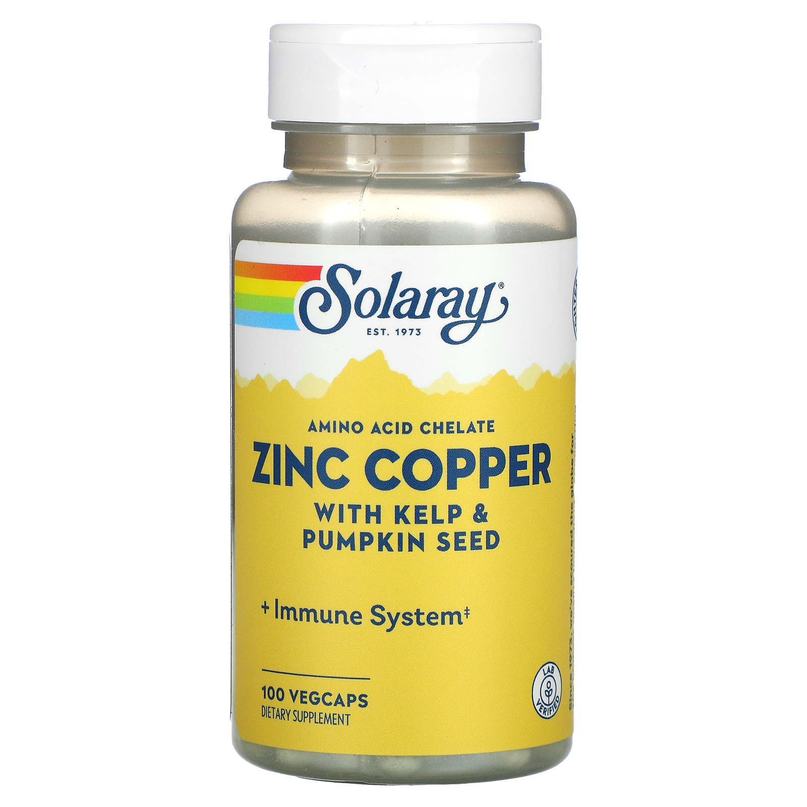 Solaray Zinc Copper with Kelp & Pumpkin Seed / 100 VegCaps