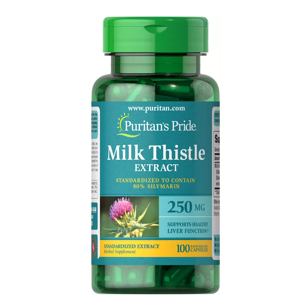 Puritan's Pride Milk Thistle Standardized 250 mg (Silymarin) / 100 Capsules