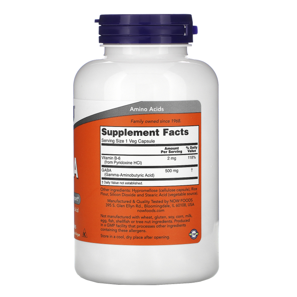 NOW Foods GABA 500 mg with B-6 / 200 Veg Capsules NOW Foods GABA 500 mg with B-6 / 200 Veg Capsules