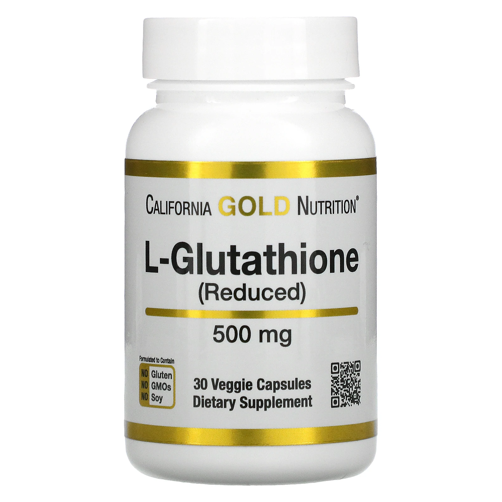 California Gold Nutrition, L-Glutathione (Reduced), 500 mg, 30 Veggie Capsules