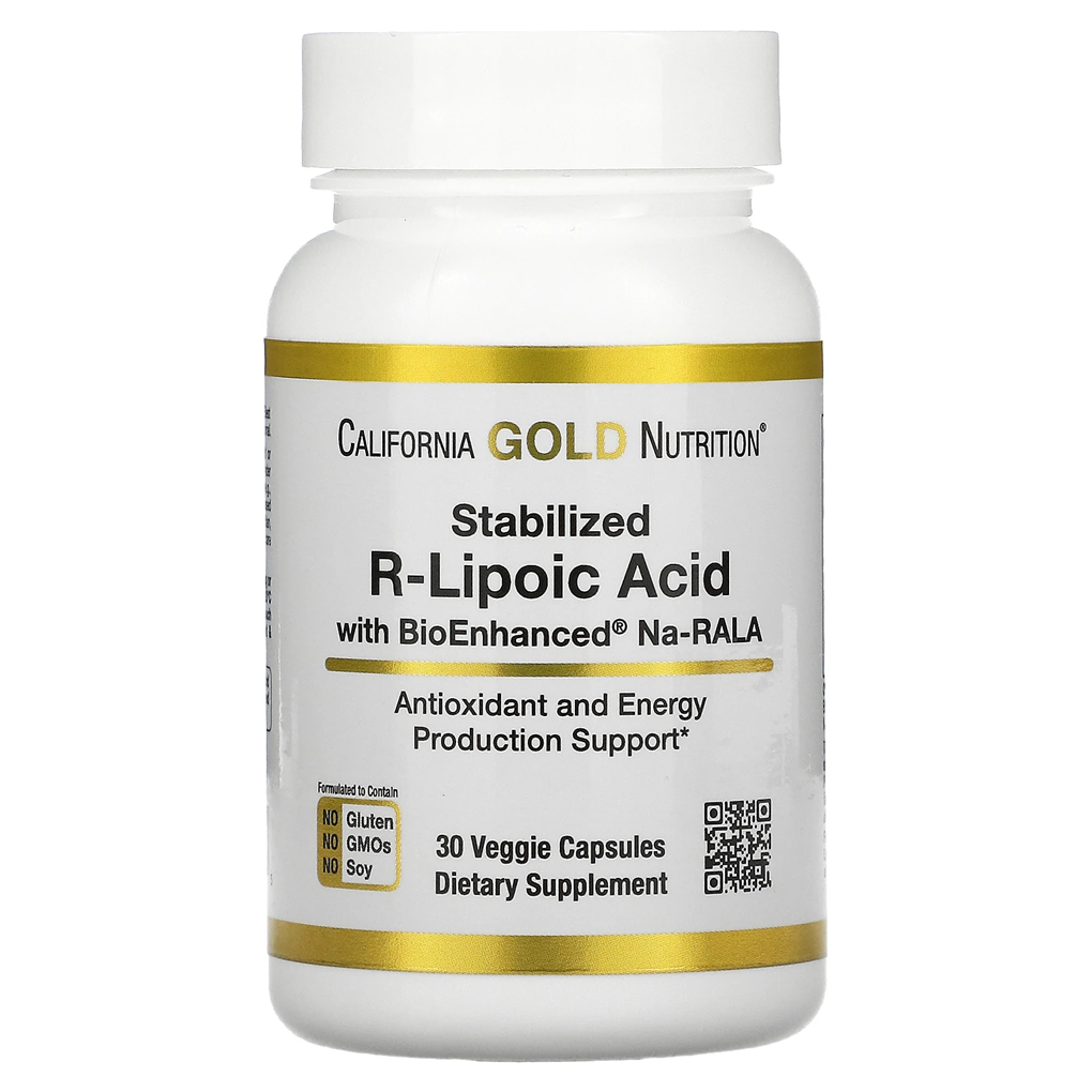 California Gold Nutrition, Stabilized R-Lipoic Acid, 30 Veggie Capsules