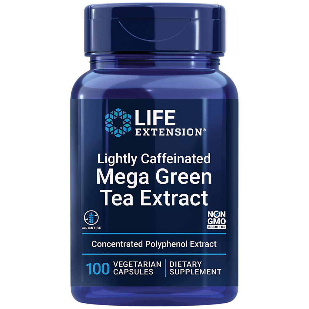 Life Extension Lightly Caffeinated Mega Green Tea Extract 98% Polyphenols / 100 Vegetarian Capsules Life Extension Lightly Caffeinated Mega Green Tea Extract 98% Polyphenols / 100 Vegetarian Capsules